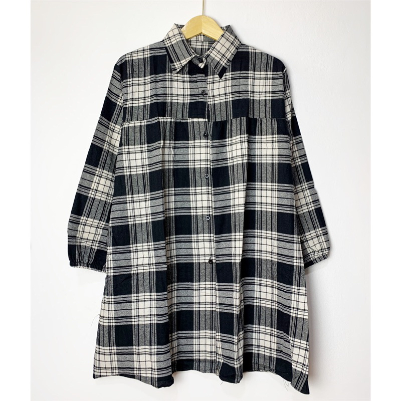 Tartan Tunik Kemeja Flanel Import