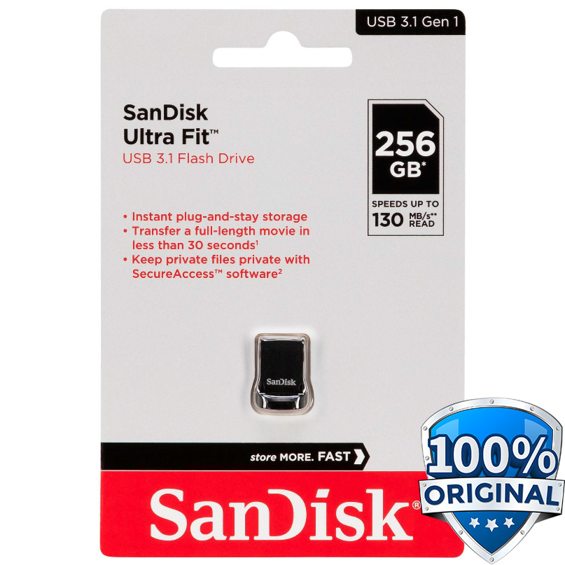 SanDisk Ultra Fit CZ430 USB Flashdisk 256Gb USB 3.1