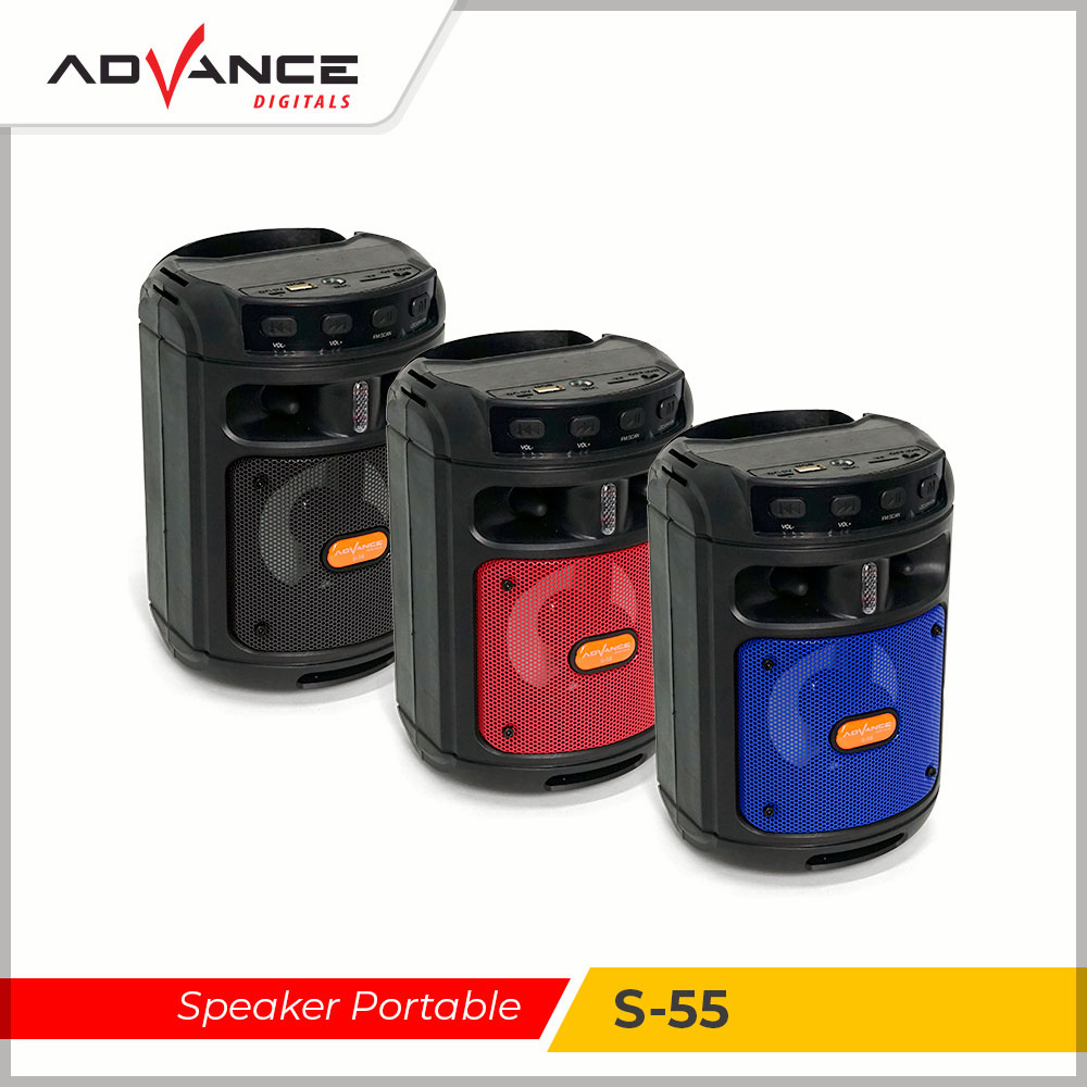 【Free MIC】 Advance Speaker Bluetooth  S-55 Portable Free Mic Karaoke/Salon Aktif Radio Fm Box Music/Speaker Aktif Garansi Resmi 1 Tahun