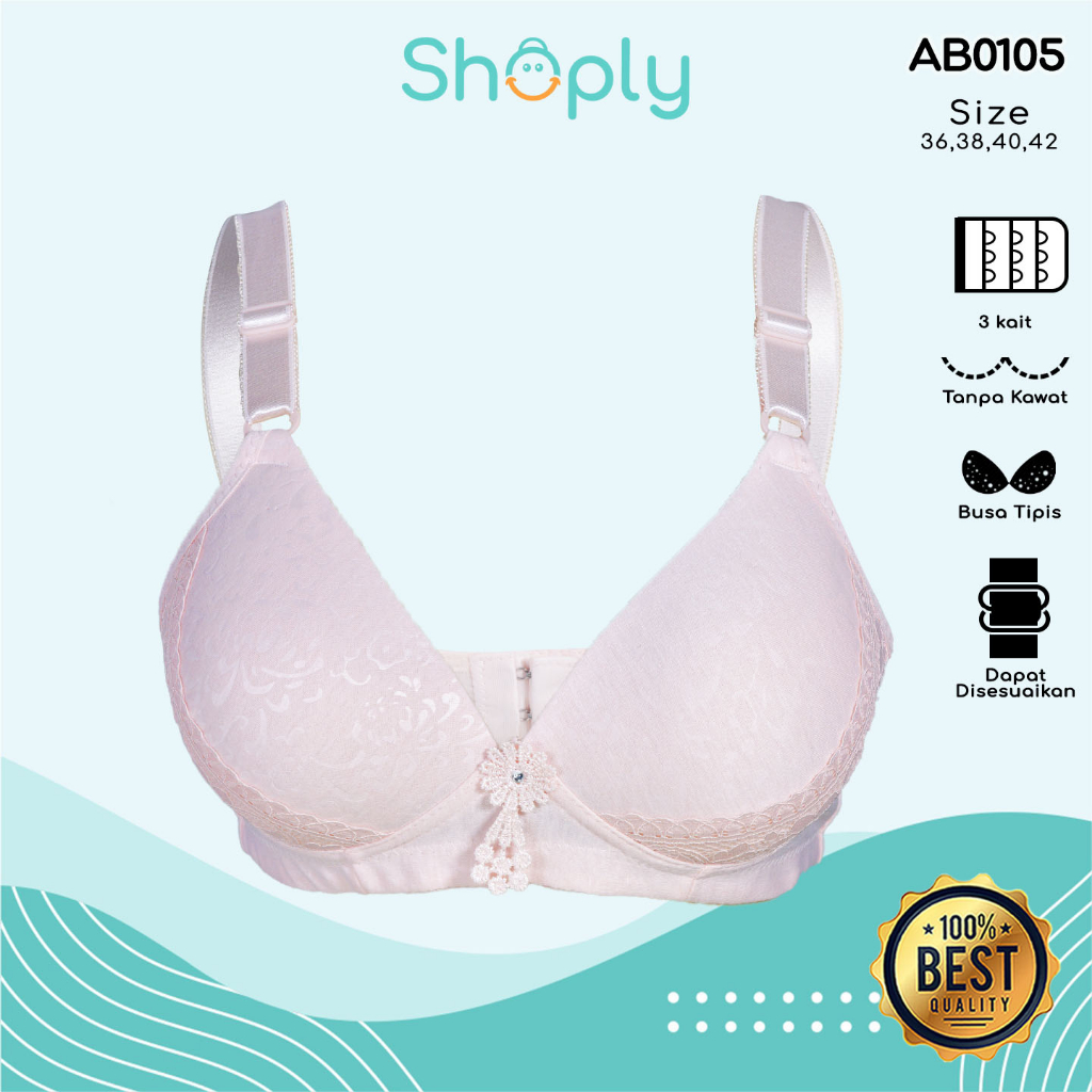 Bra Wanita BH Motif Bunga Lace Brokat 3 Kait