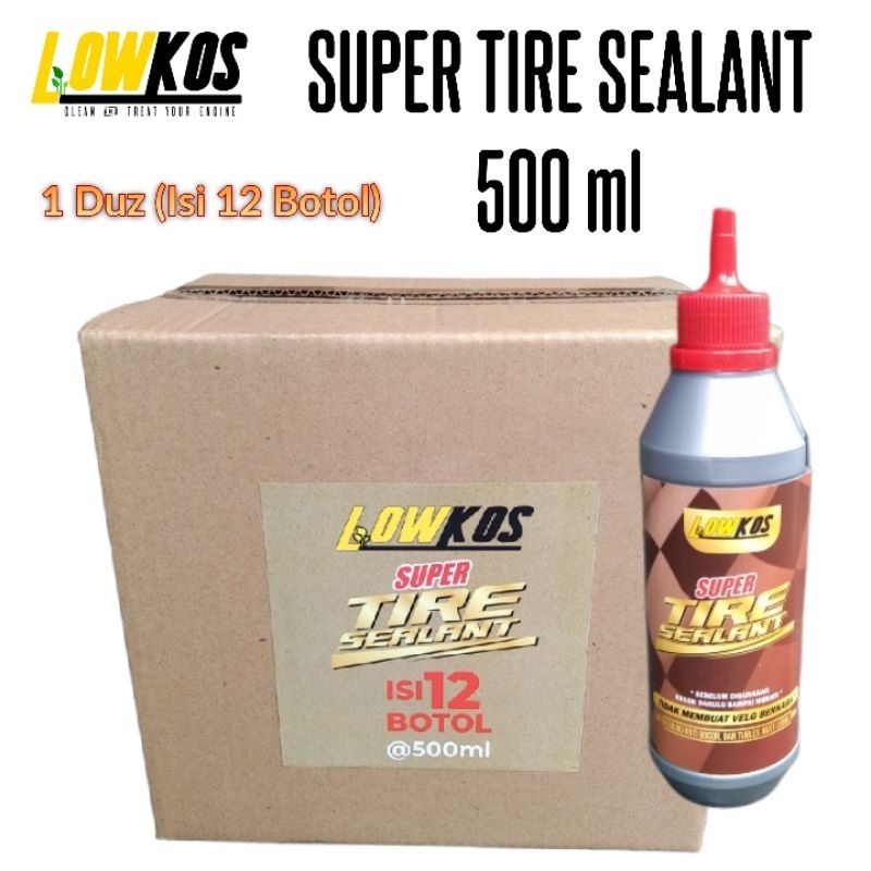 LOWKOS - 1 Dus (12 Botol) SUPER TIRE SEALANT 500ml Cairan Ban Tubles anti Bocor , Anti ranjau paku