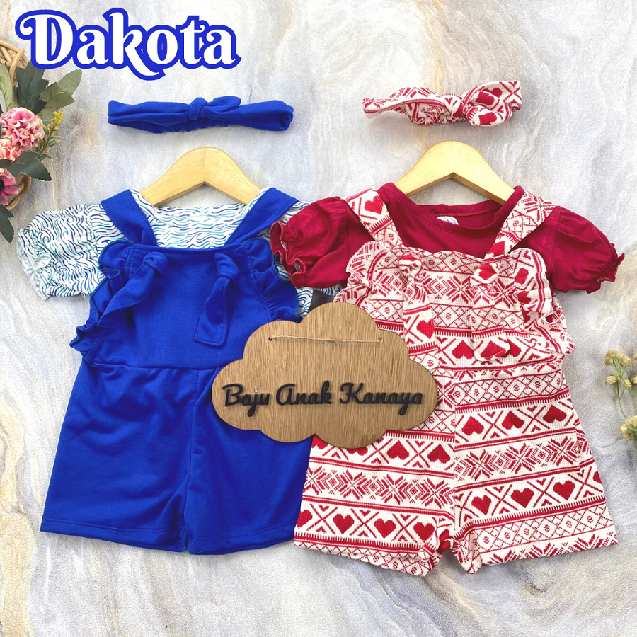 3-18 BULAN OVERALL BAYI DAKOTA SET BAJU BAYI FREE HEADBAND BY LITTLE KODA (3 IN 1 SET) (SNI)