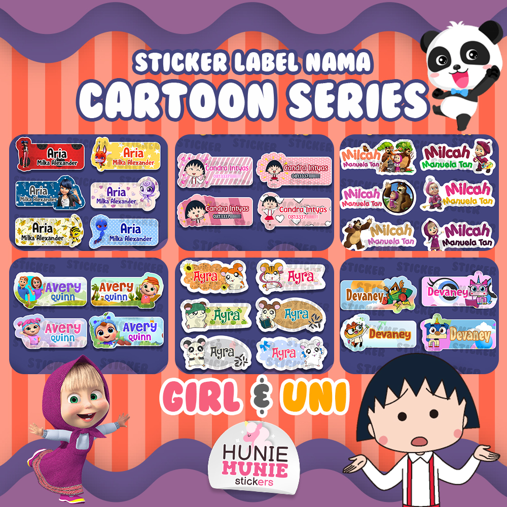 

Sticker Label Nama - GIRLS & UNI CARTOON SERIES (100pcs+) Unikity PowerPuff Puff Girl Masha Angel Shimmer Ruby Barbie Baby Dumbo - Stiker Kartun Anak Cewek Karakter