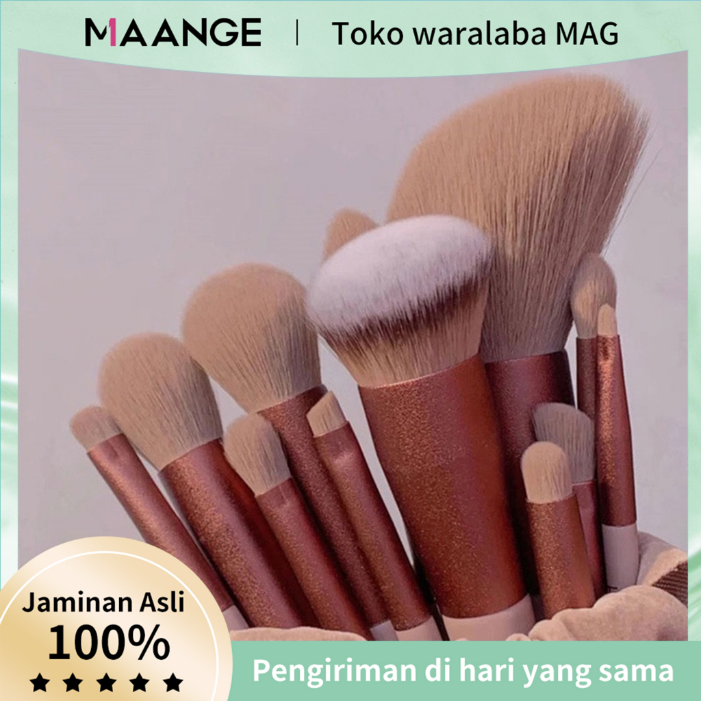 MAANGE Brush Kit 13Pcs/set Multifunctional Makeup Brush Set Soft Fur Beauty Highlighter Powder Foundation Concealer Eyeshadow Bedak Tabur Brush Lembut Blush Model Portabel Alat Kecantikan 0122