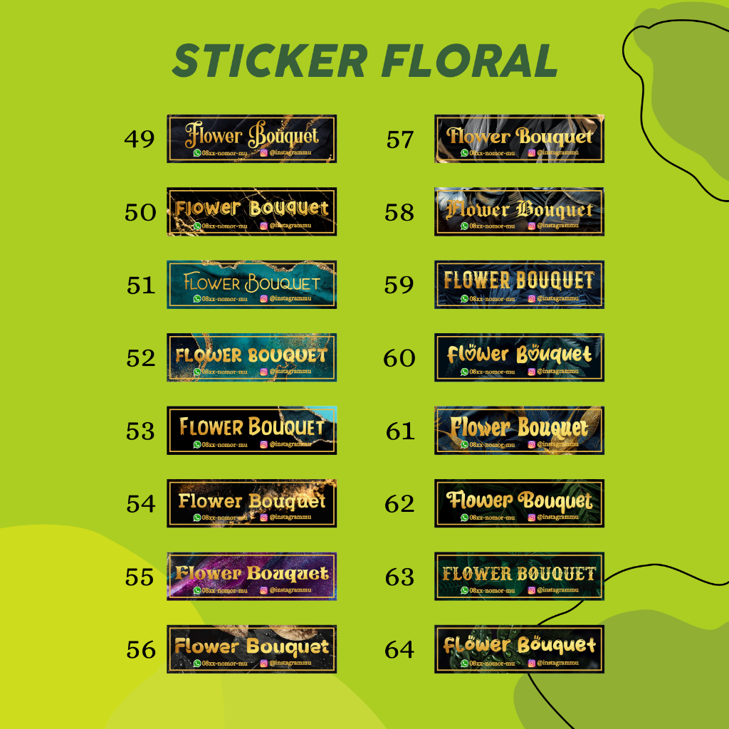 

STIKER BUKET BUNGA UKURAN 1,5x4 / STICKER BOUQUET / STKER FLORAL KODE 49-96