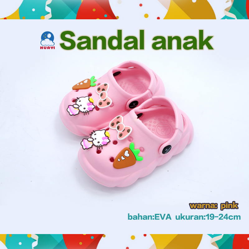 MODEL 710L  baru barang Sandal anak laki-laki sama baby hadiah ulang tahun bahan EVA crocs anak no19-24 putih pucat warna krem hitam biru laut pink hijau Pengembalian gratis