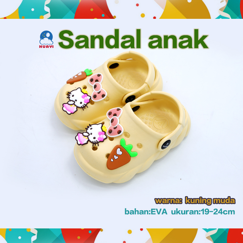 MODEL 710L  baru barang Sandal anak laki-laki sama baby hadiah ulang tahun bahan EVA crocs anak no19-24 putih pucat warna krem hitam biru laut pink hijau Pengembalian gratis