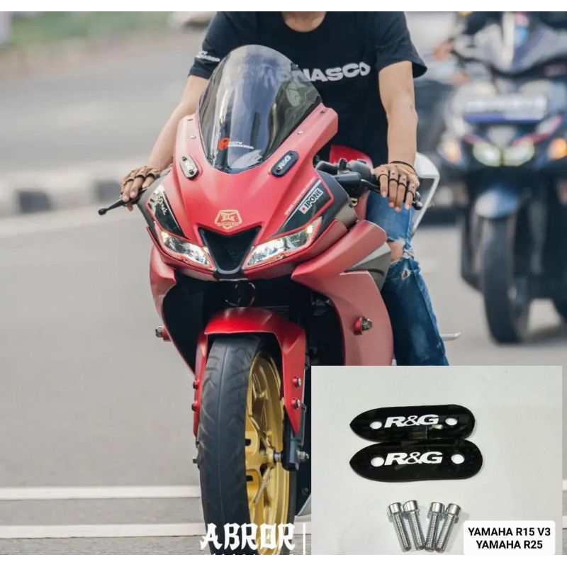 Penutup lubang spion yamaha R15 V3 R25 mirorr blanking variasi bahan akrilik harga sepasang plus baut 4 pcs pnp