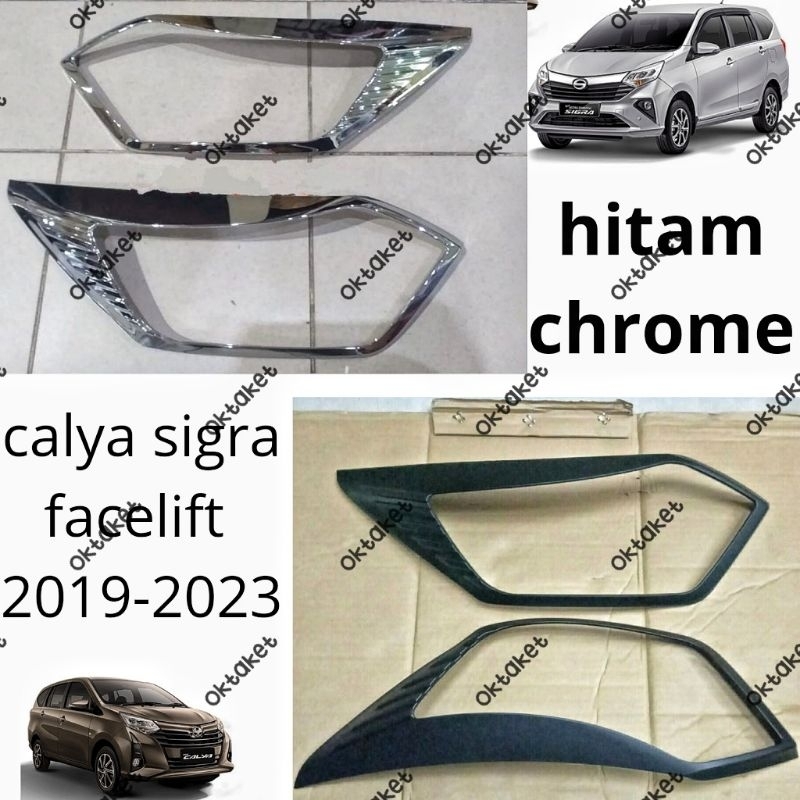 garnish lampu depan Calya Sigra Facelift 2019 2020 2022 2023 Hitam Chrome