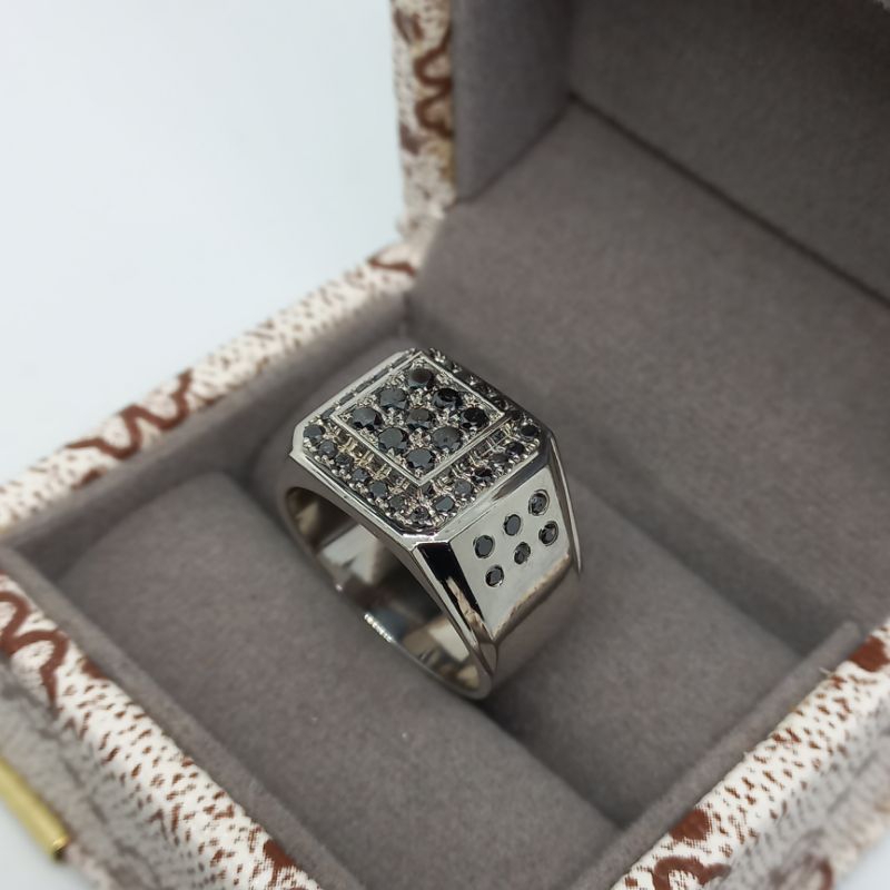 cincin perak full berlian hitam free memo