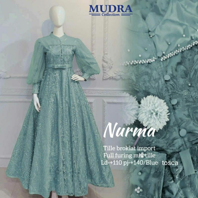**NURMA gamis maxy dress**bahan tile brukat import ori *by Mudra collection