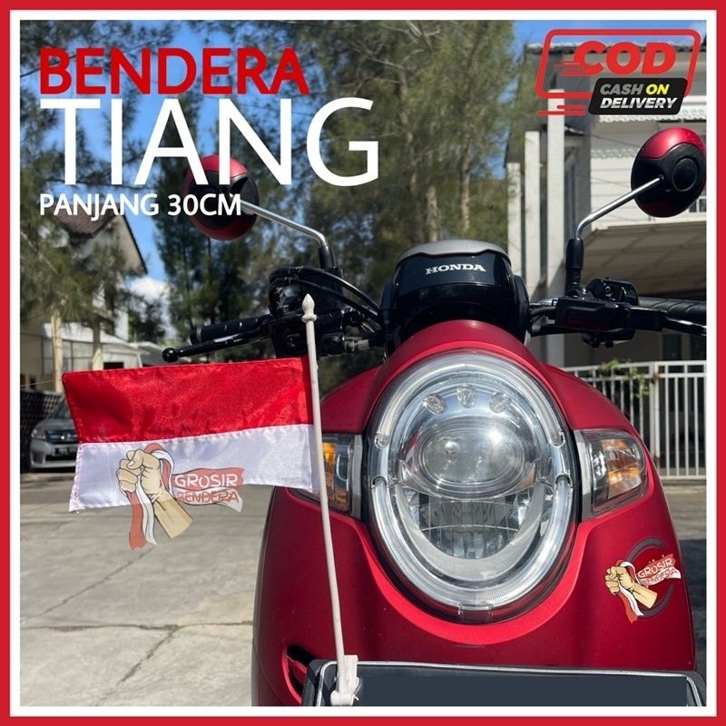 BENDERA MERAH PUTIH+TIANG (MOTOR/MOBIL)