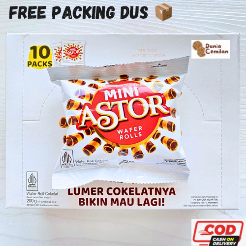 [TERMURAH!] Mini Astor 1 PAK (10pcsx20gr) - Wafer roll coklat lumer enak