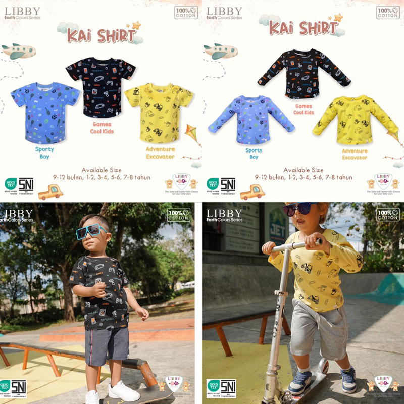 LIBBY KAI SHIRT Kaos anak lengan pendek / Kaos anak lengan panjang 9m-8y