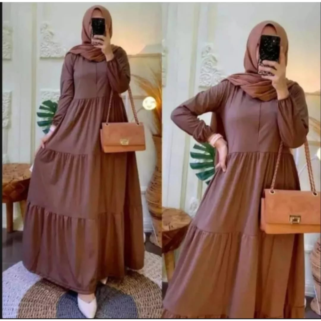 GAMIS SUSUN KATUN POLOS / GAMIS POLOS WANITA BUSUI / GAMIS KANCING / GAMIS WANITA MUSLIM / BISA COD