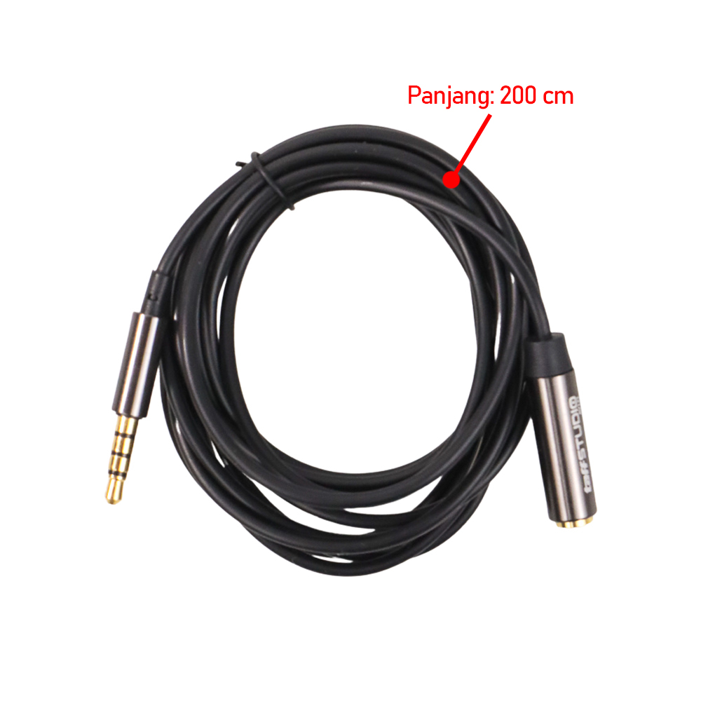 TaffSTUDIO Kabel Aux Audio Extension 3.5mm Male to Female 2M - AV121 - Black
