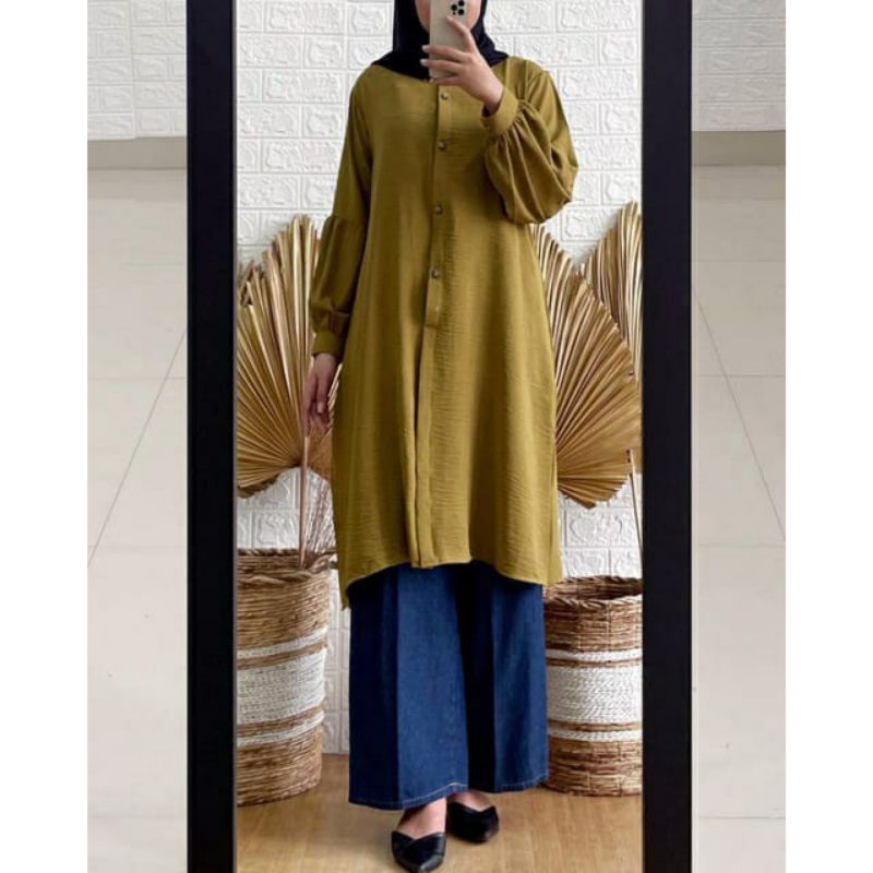 TUNIK CRINKLE AIRFLOW PREMIUM  lengan balon by Ekanov Pb,100,LD 100,104,108