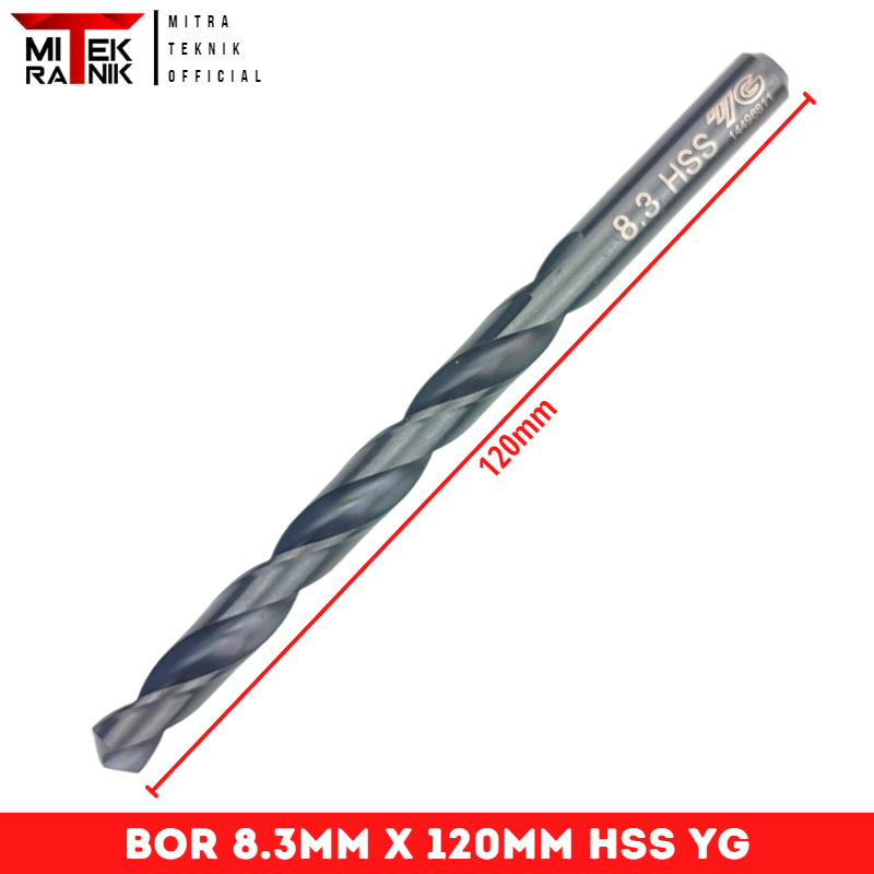 Mata Bor 8.3mm Panjang 120mm Bor Besi HSS Twist Drill YG