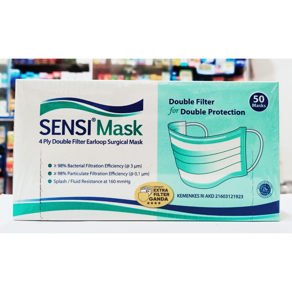 𝐒𝐄𝐍𝐒𝐈 𝐌𝐚𝐬𝐤 𝟒𝐩𝐥𝐲 Masker Biasa - 1 Kotak Isi 50pcs