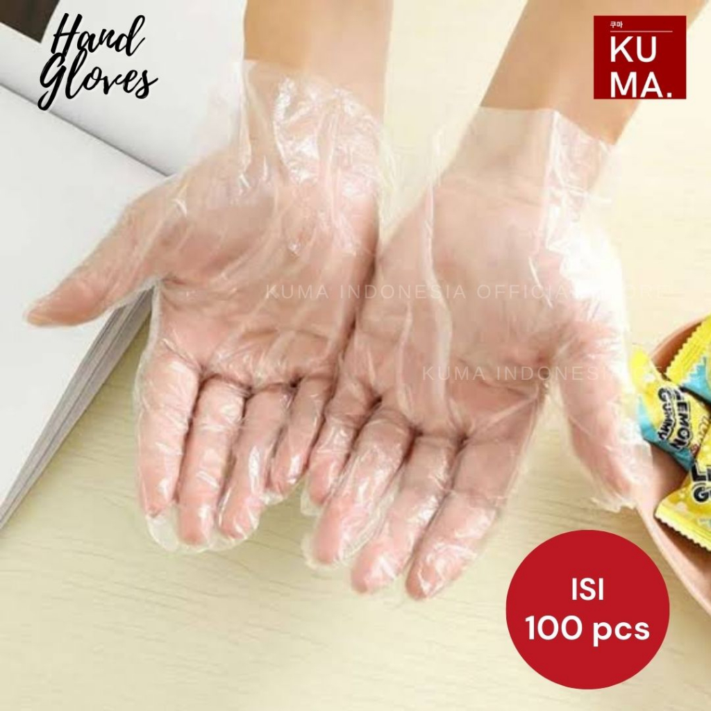 KUMA Sarung Tangan Plastik Isi 100pcs Plastic Hand Glove