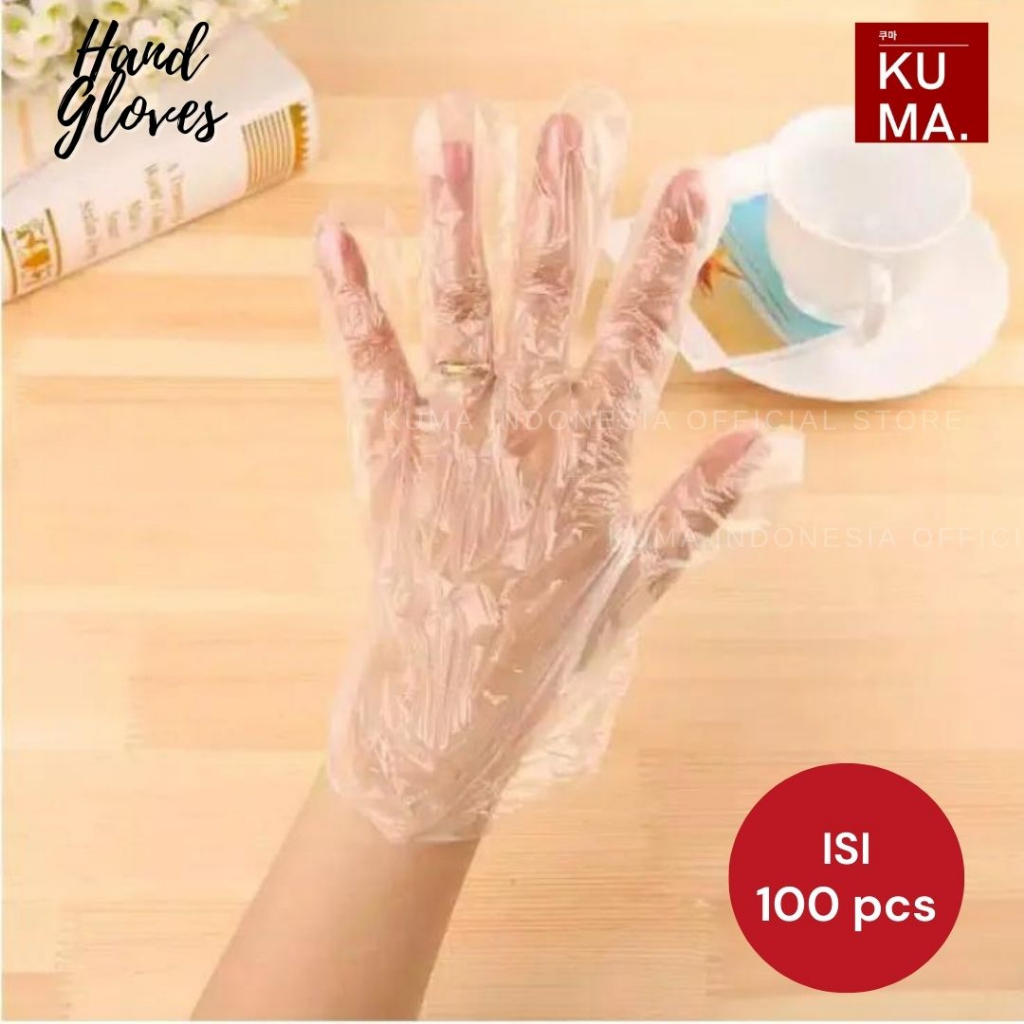 KUMA Sarung Tangan Plastik Isi 100pcs Plastic Hand Glove