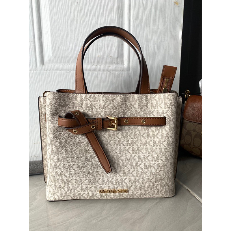 PRELOVED MK EMILIA VANILLA SIGN SATCHEL ORIGINAL TAS ORI