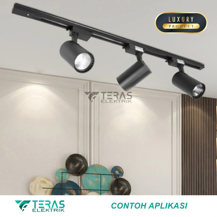 Paket Lampu sorot rel 1 set isi 3 spotlight track light rell 20 Watt