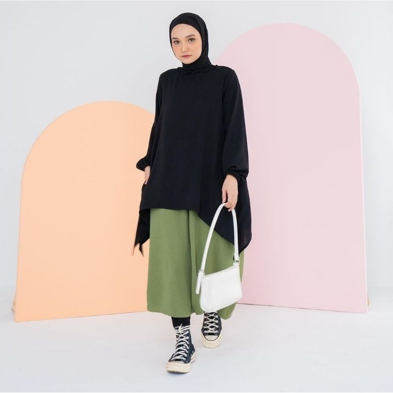 Twotone Midi Dress Black Olive Ema Daily