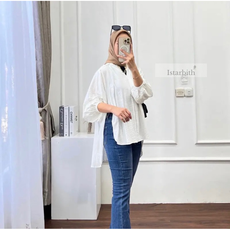 Kemeja Blouse Wanita - Livia Blouse Crinkle Airflow - Outer Wanita Korean Style