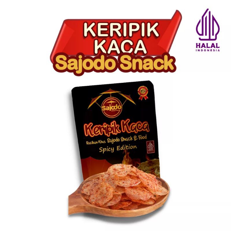 kripik kaca sajodo snak rasa cabe merah