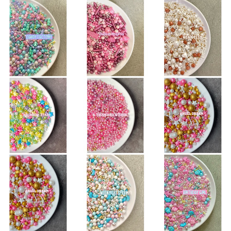 

50gr Mix Sprinkle Springkel GROSIR hiasan kue Gold Silver Mutiara Putih