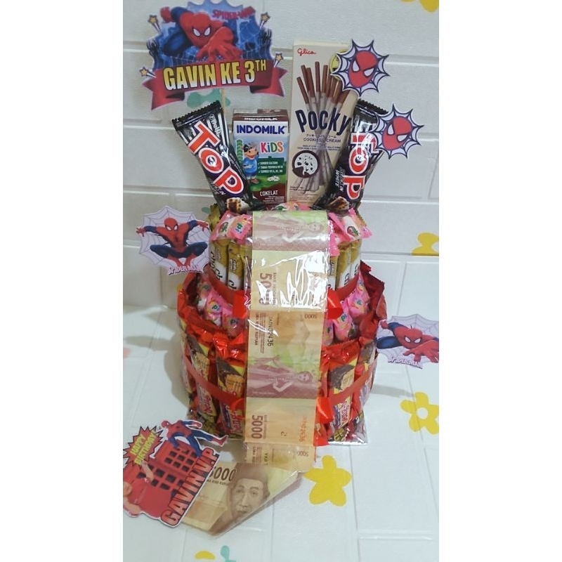 

Bucket tart snack tower ulang tahun/bingkisan kue ulang tahun snack