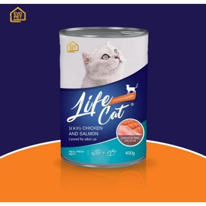 LIFECAT / LIFE CAT Kaleng Per Dus/Box/Boks 400g 400 g 400gr - CHICKEN SALMON ADULT