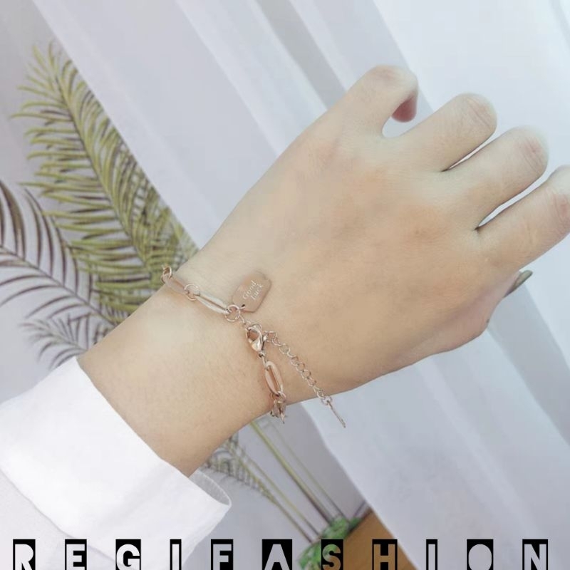 { COD } Gelang Rantai Titanium Good Luck Gelang Wanita Korea Kekinian Anti Karat Tidak Luntur