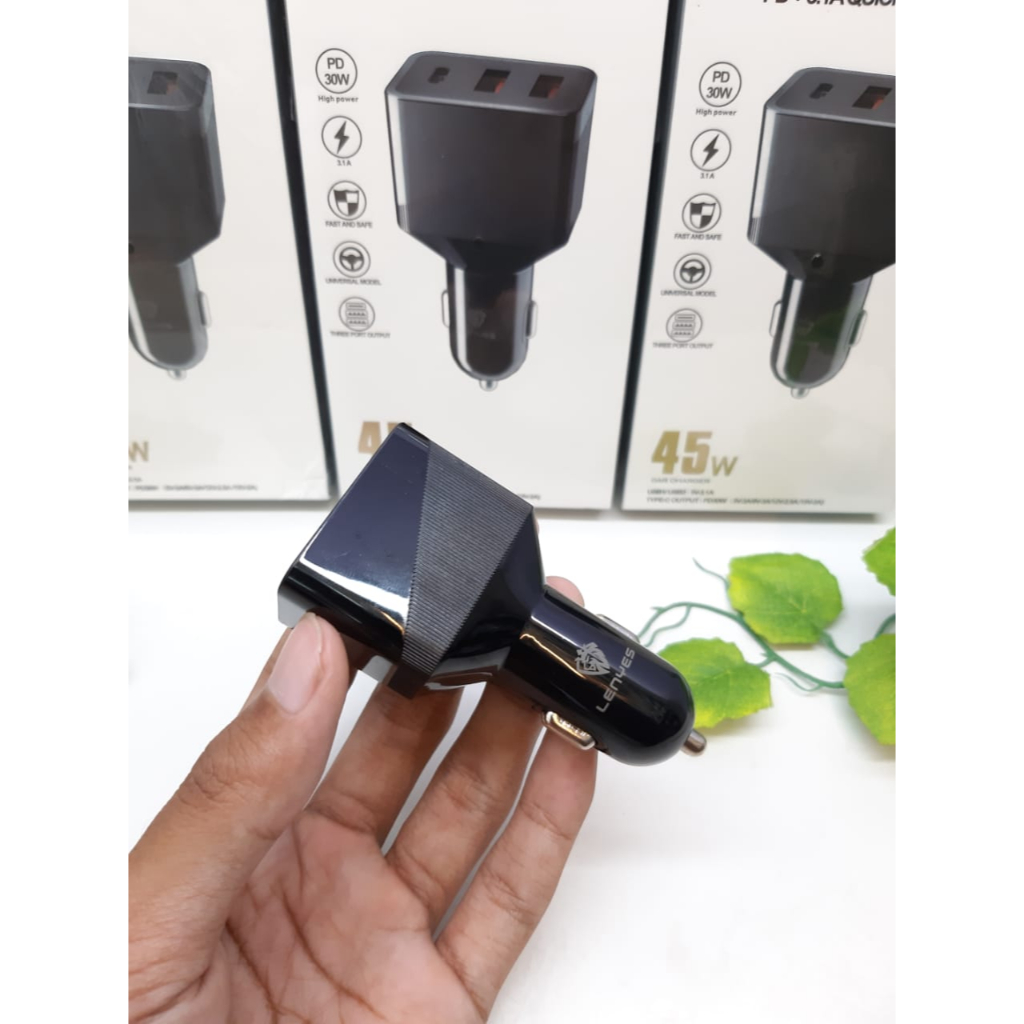 Adapter Mobil Lenyes CA879 45W Car Charger 3.1 PD 30W Fast Charging Power Delivery Adapter Hp Mobil