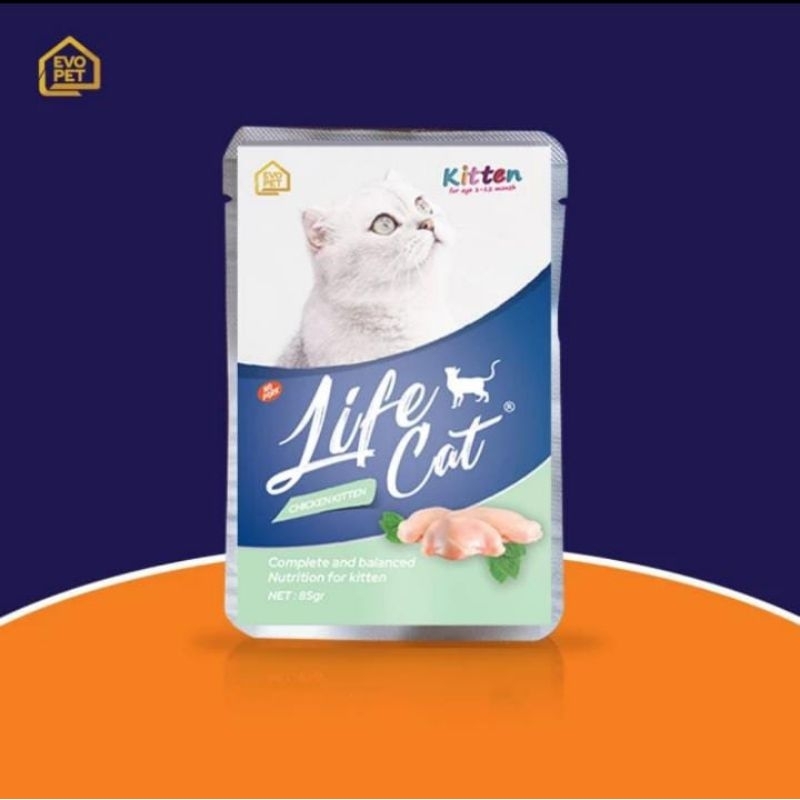 (paket 24 pcs) Makana  Basah Kucing Life cat Sahet 85g - Salmon Kitten