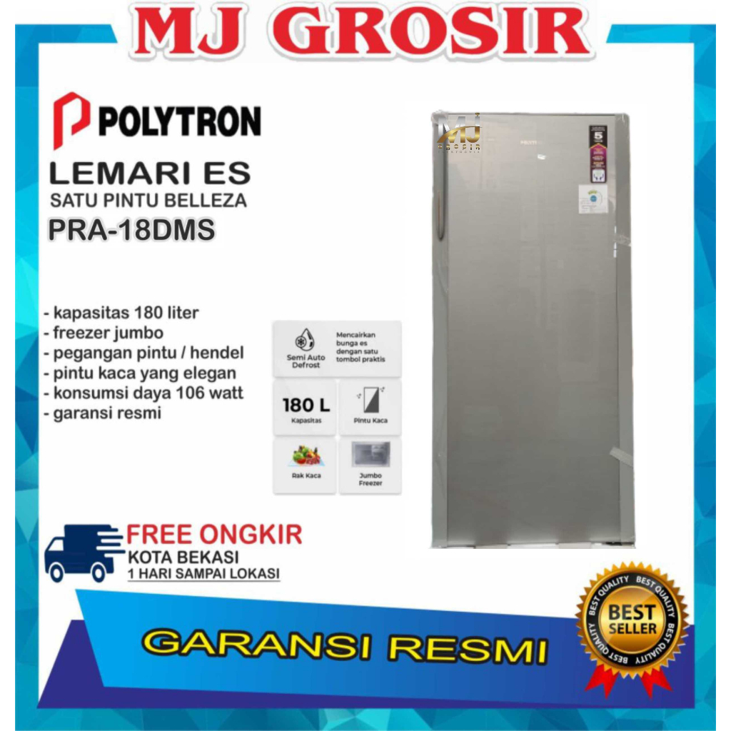 POLYTRON KULKAS 1 PINTU PRA 18 DMS BELLEZA SERIES 180 LITER PRA 18DMS