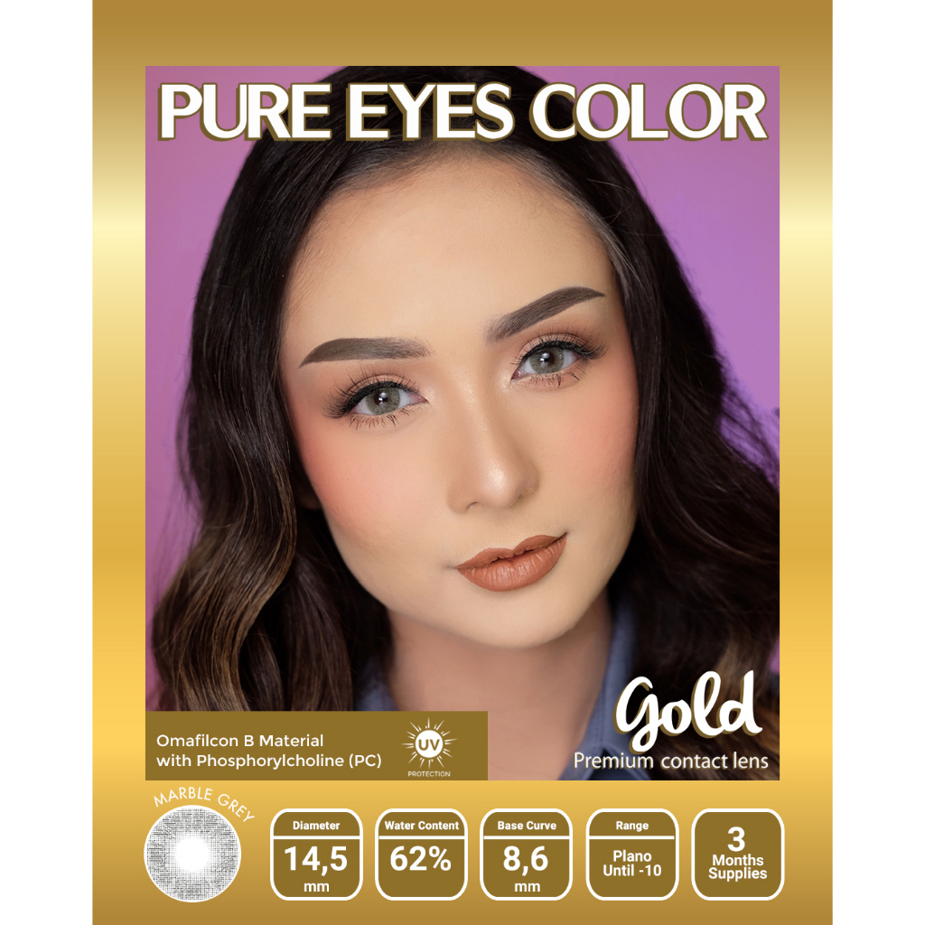 Softlens Warna Pure Eyes Color Gold warna Grey (Marble)