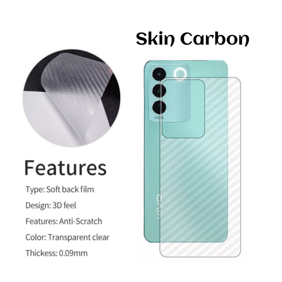 VIVO V27e V27 5G V25e V25 V25 PRO V23 V23e V21 V20 V20 SE BACK SKIN CARBON GARSKIN ANTI GORES BELAKANG