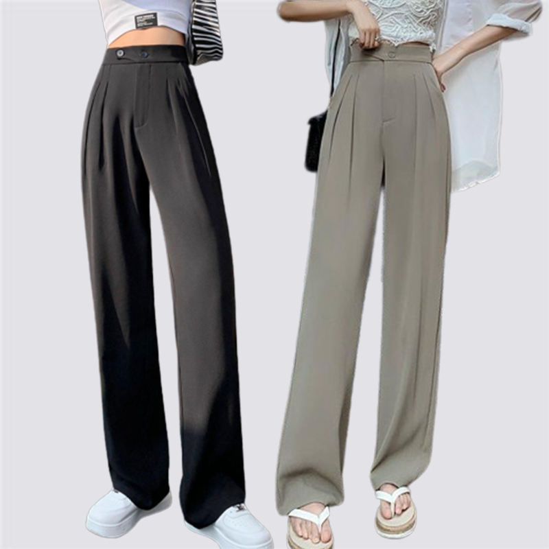 XIAOZHAINV Korean Style Celana Panjang Kulot Casual Wanita Highwaist Straight Pants 0804