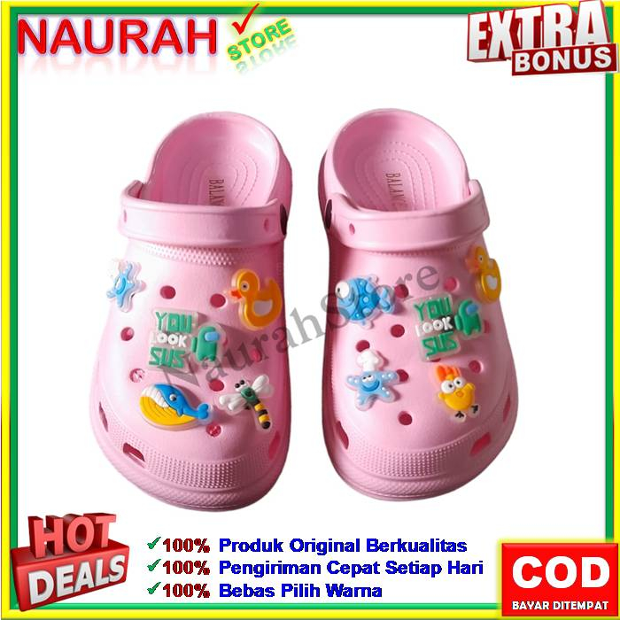 Sandal Anak Balance D55 Sendal Fuji Viral Baim Bebek Ikan Bintang Laut Paus 100% Original Kualitas Import Jelly Rubber Anti Slip Nyaman Empuk Lucu