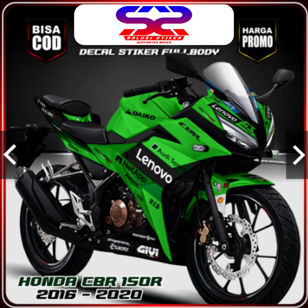 Decal Stiker Striping CBR 150R Desain Lenovo Hijau FullBody Decal CBR 150 2016-2020 Terbaru FullBody