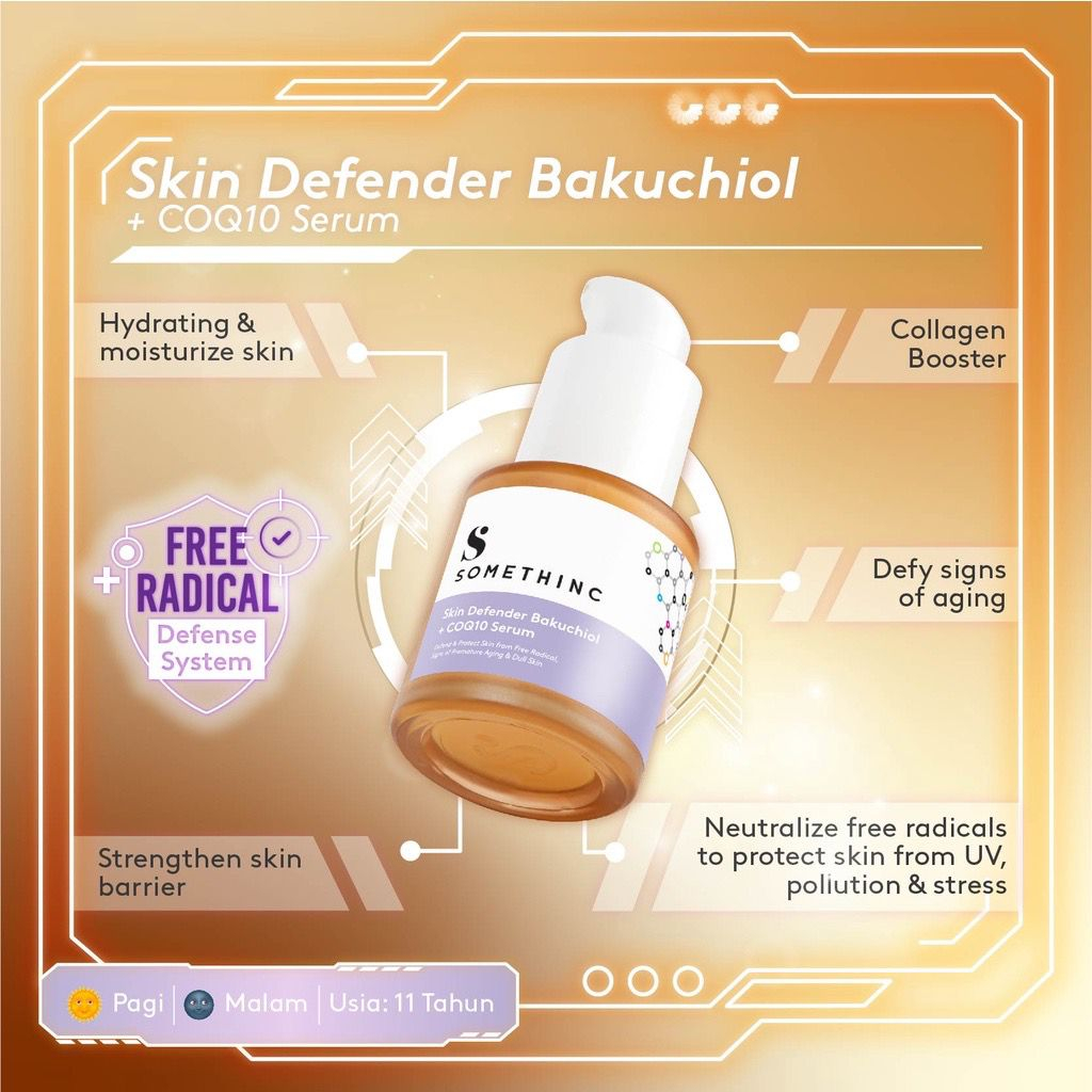 BPOM SOMETHINC Skin Defender Bakuchiol + COQ10 Serum Wajah Muka- Menetralkan Radikal Bebas