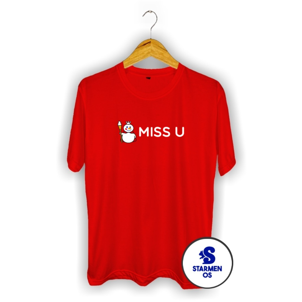 Kaos Distro Pria T-Shirt Motif Kata Kata Logo MISS U / MlXUE