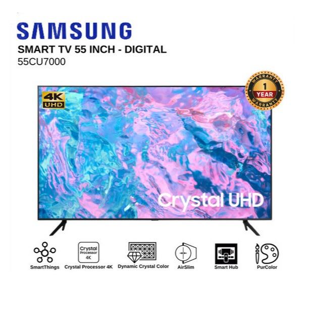 LED TV Samsung UA 55CU7000 / UA55CU7000 Crystal UHD 4K Smart TV 55 Inch