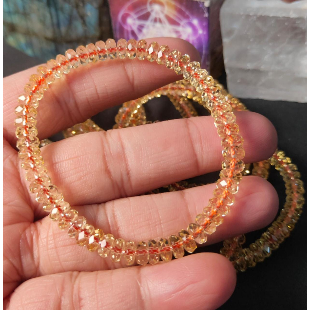 Bracelet / Gelang Citrine Rondelle Faceted (3-4*6-7mm bead) TOP GRADE