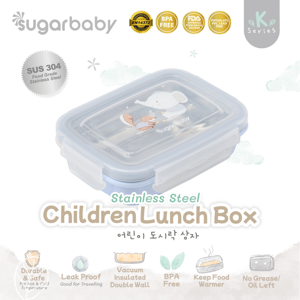 Sugar baby Stainless Steel Children Lunch box K-series / Kotak Makan stainless Sugarbaby/ Kotak Makan Anak/ Kotak Bekal