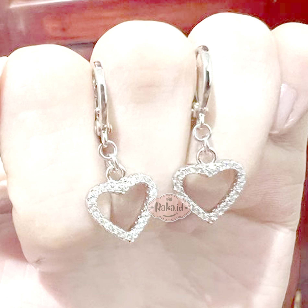Anting Korean Style Anting Clip Bulat Motif Love Lubang 1305