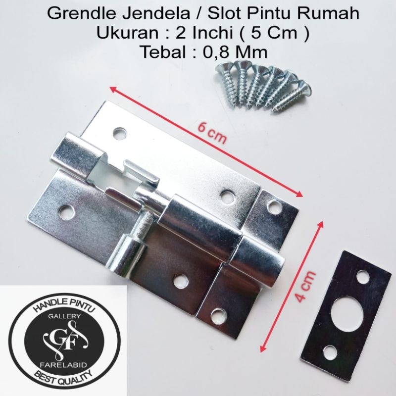 Grendel Plat Pintu Rumah 2 Inchi Slot Jendela 5 Cm