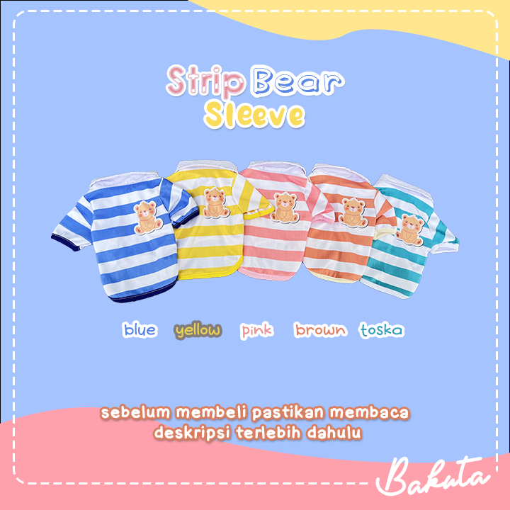 Baju Kucing Edisi Strip Bear Sleeve Baju Kucing Murah untuk Kucing dan anjing / Bisa Pilih Ukuran S-XXL / Baju Kucing Tangerang